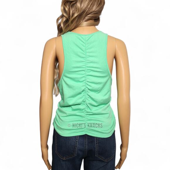 Universal Thread Green Ruched Tank Top Stretch Cotton Blend Sleeveless Size L - Picture 4 of 7